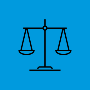 Icon of scales on blue background. 