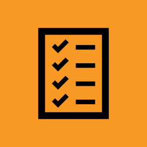 Checklist icon on orange background.