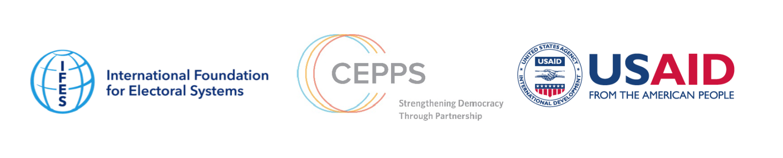 International Foundation for Electoral Systems logo, CEPPS logo, USAID logo