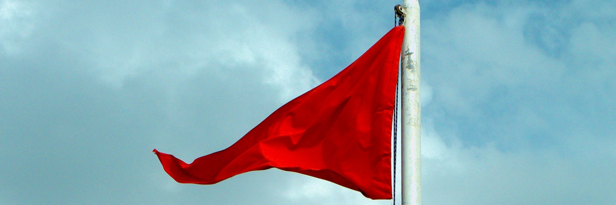 Red Flag  on gray background Photo credit CristianFerronato from pixabay. via Canva Pro