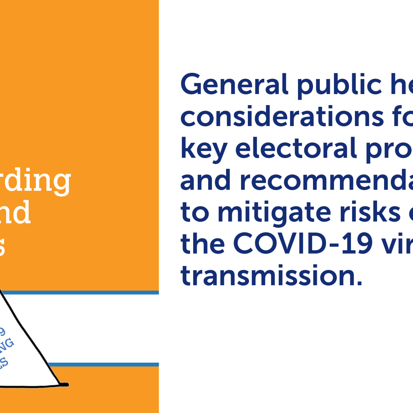 Cover of paper and "General public health considerations for all key electoral processes and recommendations to mitigate risks of the COVID-19 virus transmission."